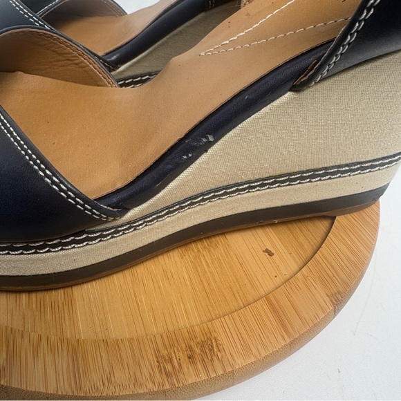 Clarks Collection Zia Castle Black Leather Wedge Ankle Strap Sandal Women Sz 10M - Picture 7 of 13